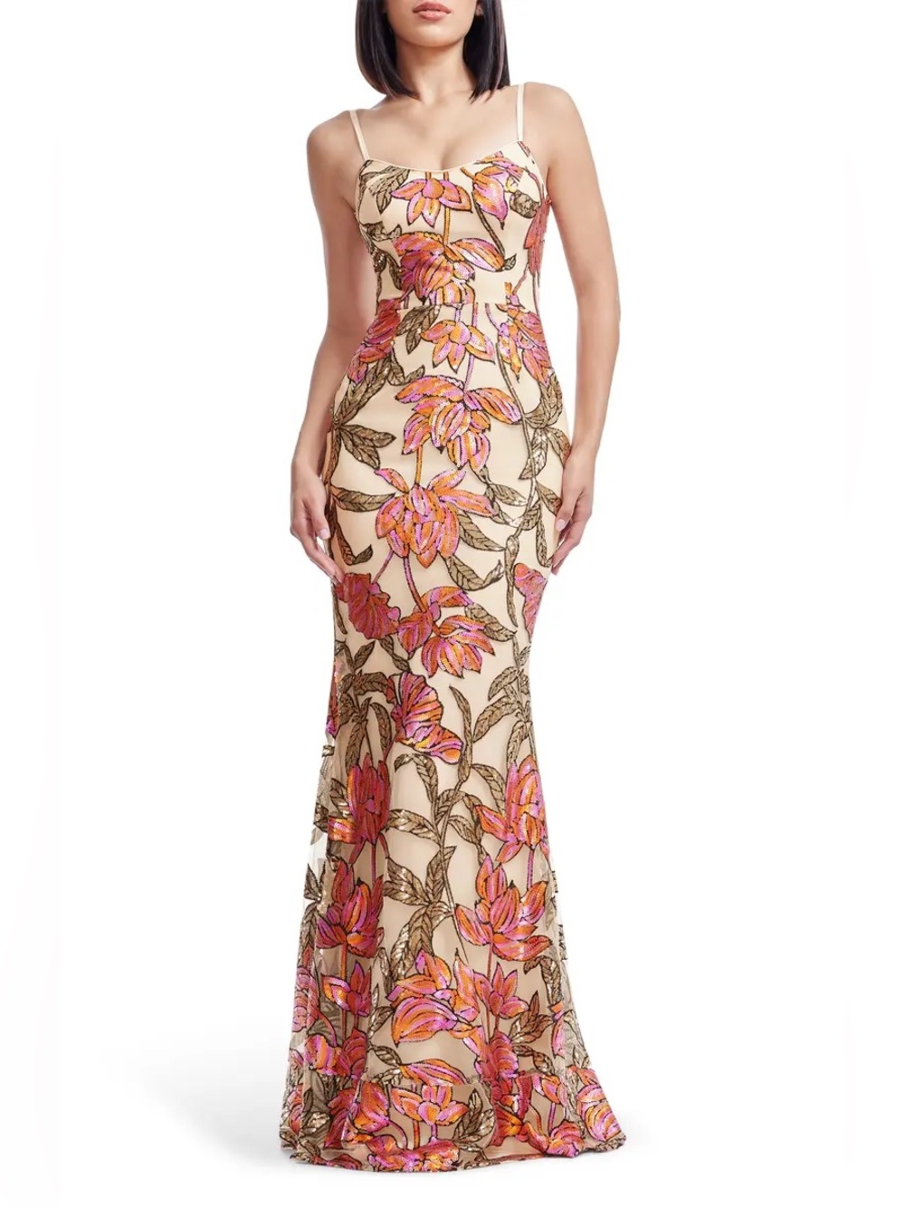 Dress‎ the Population Giovanna Dress Sequin Floral Maxi XXS